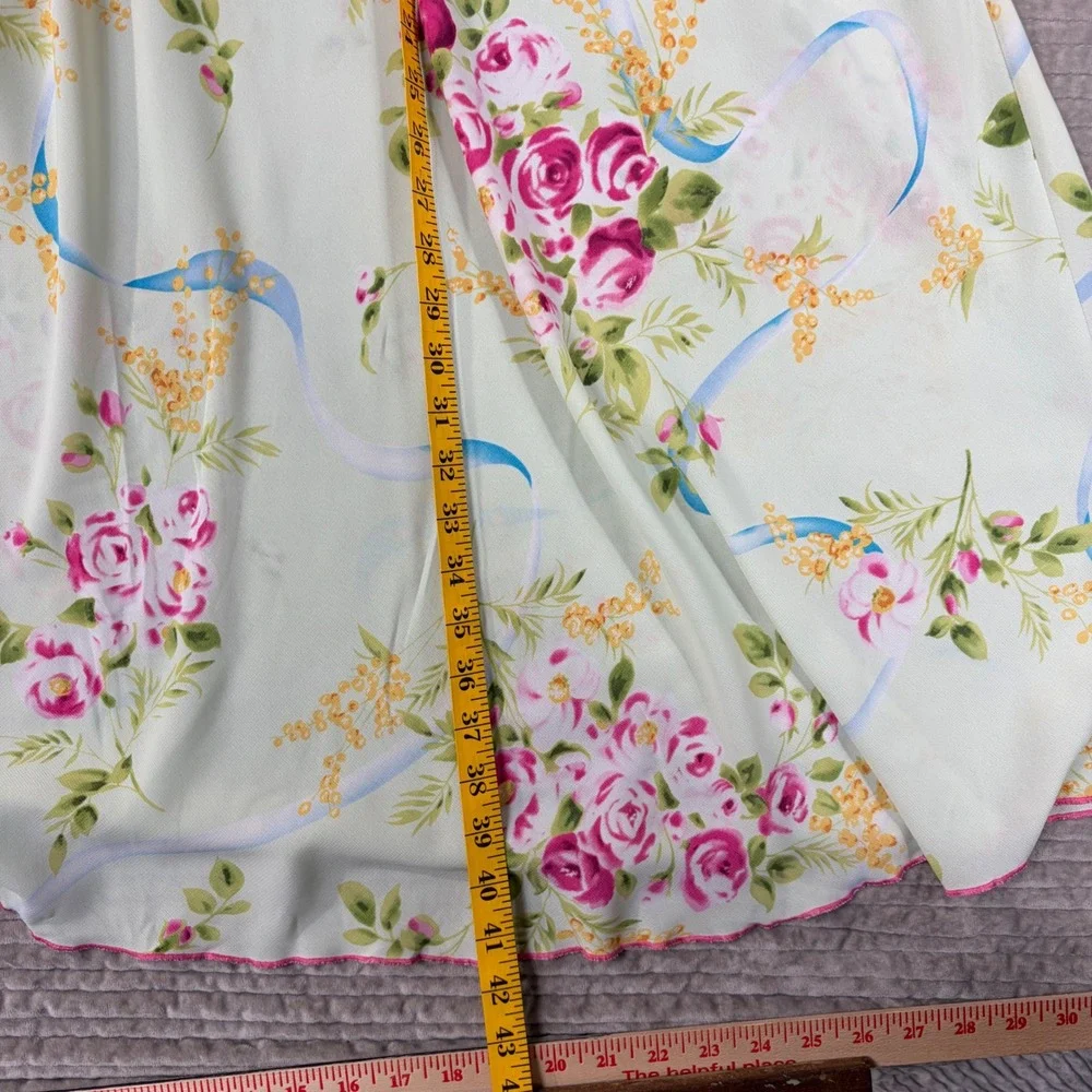 Oscar de la Renta Pink Label Floral Robe and Nightgown Set Mint Green Large XL